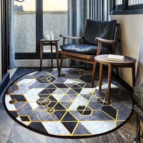 Modern black white simple geometric round Carpets for Living Room Bedroom Area Rugs Toilet Bath Antiskid Door Mat Parlor Decor