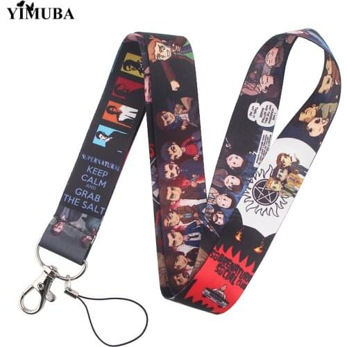 Supernatural Dean Lanyards Keychain Pentacle Hebrew Sun Pentagram Ribbon Neck Straps USB ID Badge Holder Mobile Phone Hang Rope