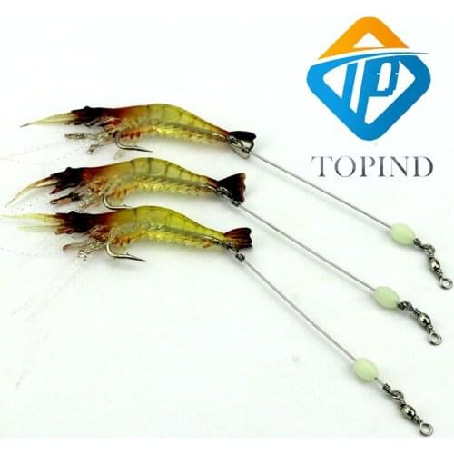 TOPIND 10pcs Luminous Shrimp Fishing Lure fishing Baits with Hook Shrimp Lure Artificial Silicone Soft Bait Fishing Baits