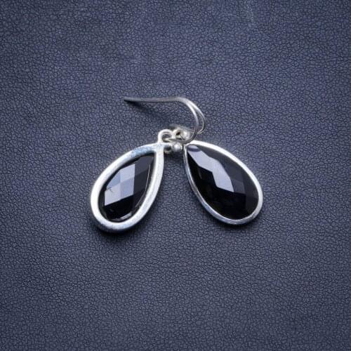 Natural Black Onyx Handmade Unique 925 Sterling Silver Earrings 1.25" X4432