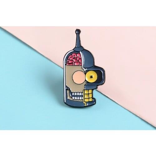 Fun Personality Cartoon Alien Brain Eye Teeth Enamel Brooch Custom Alloy Badge Cowboy Clothes Bag Pin Jewelry Fashion Woman Gift