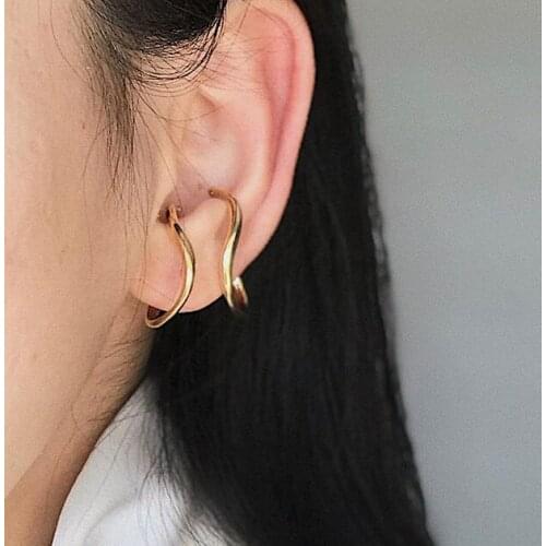 Japanese Style Metal Gold Clip On Ears Women Simple Design Hook Non Piercing Clips New Fashion Jewelry