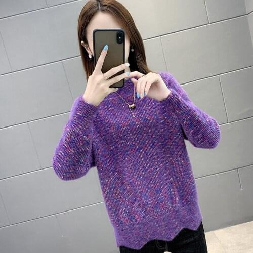 Autumn And Winter Womens Pullover Sweater Lady 2021 New Korean Loose Lazy Knitted Bottoming Shirt Female Long Sleeve Clothing
