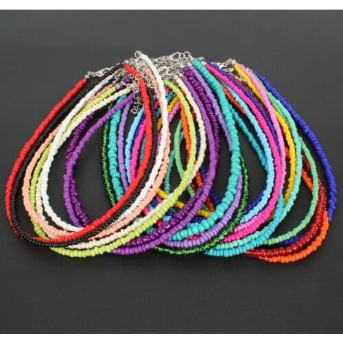 Colorful Bohemian Colorful Beaded Short Collar Necklace For Women Handmade Seed Bead Choker Beach Party Jewelry Gift