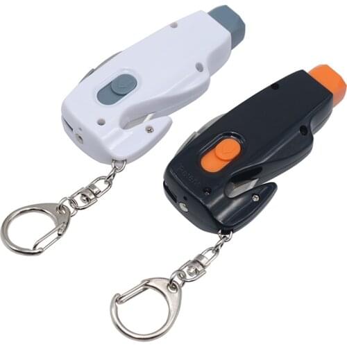 1 Pcs Car Safety Hammer Spring Type Escape Hammer Window Breaker Punch Seat Belt Cutter Hammer Key Chain Auto Accessories