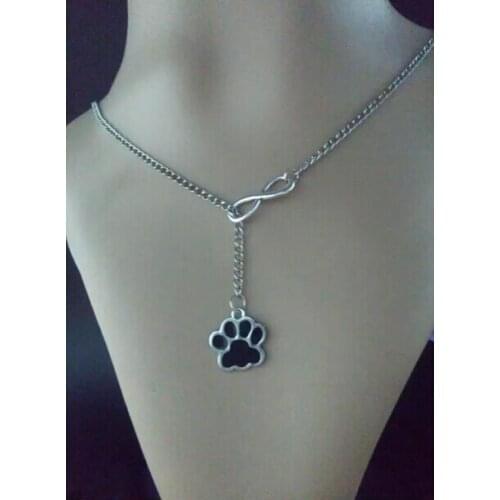 Hot New Fashion Jewelry Vintage Good luck 8 Enamel Dog Cat Paw Pendant&Necklace Choker Jewelry For Women Gift 1pcs D150