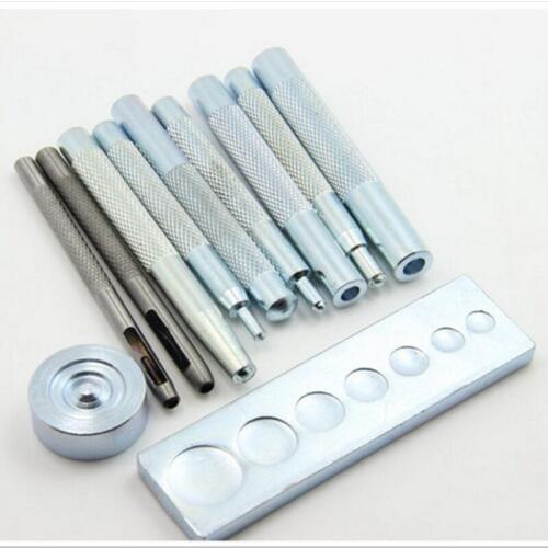 11Pcs/Set Metal Die Punch Tool Snap Rivet Setter Base Kit For DIY Leather Craft Tools