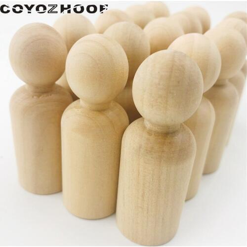 20Pc/65MM Large Boy Peg Dolls Unfinished Weddings Home Decor Kids Birthday Gift Parent-child Interaction Toys Set Wedding Gifts