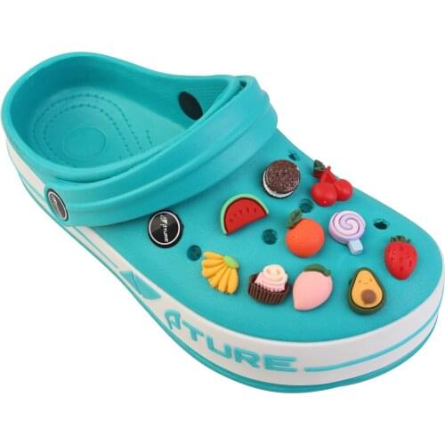 20Pcs Icecream Shoes Charms Resin Banana Pineapple Watermelon Cake Croc Charms Accessories Decoration Fit Croc JIBZ KIDS GIFT