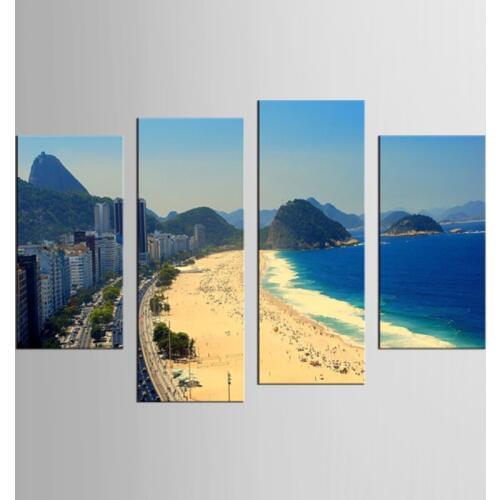4 Pieces/set Coastal city Wall Art For Wall Decor Home Decoration Picture Paint on Canvas Print Canvas Painting Framed