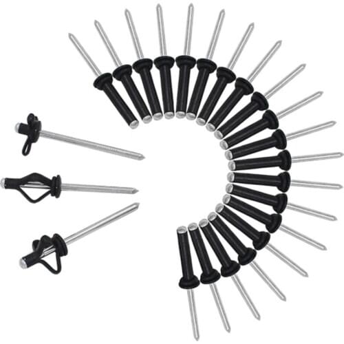 40PCS Black Kayak Canoe Tri Grip Rivet Aluminum Tri-Fold Bulb Mounting Rivet g Boat Accessories