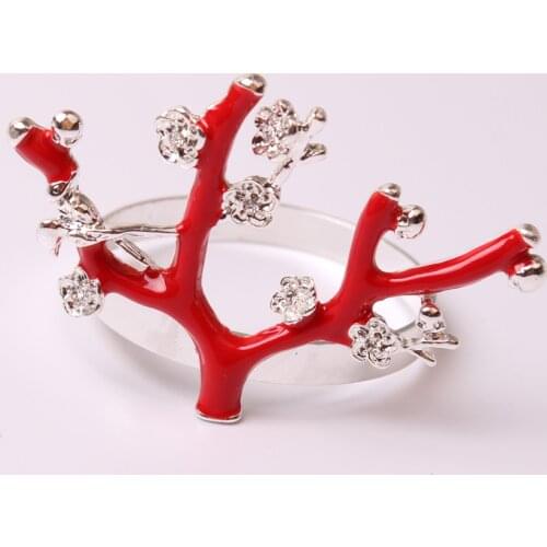 8PCS/Metal retro plum blossom red tree of life napkin ring table setting for cocktail party western food holiday jewelry