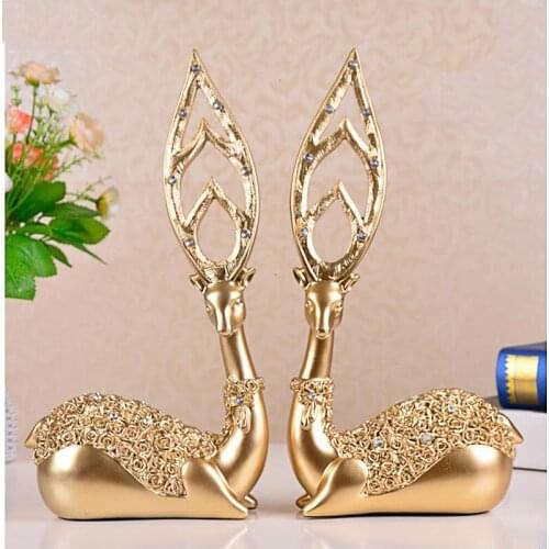 2PCS ABSTRACT DEER DECOR STATUE RESIN ORNAMENT HOME LIVING ROOM DECORATION ACCESSORIES GIFTS DEER SCULPTURE ANIMAL CRAFTS B025