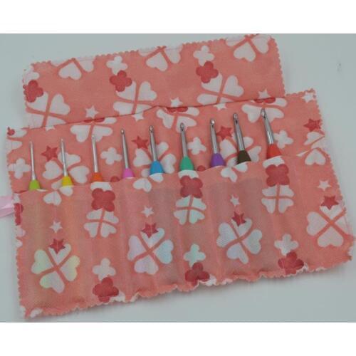 Free Shipping 2 pcs crochet hooks and knitting needles storage bag, needlework accessories, pink color, Only bag