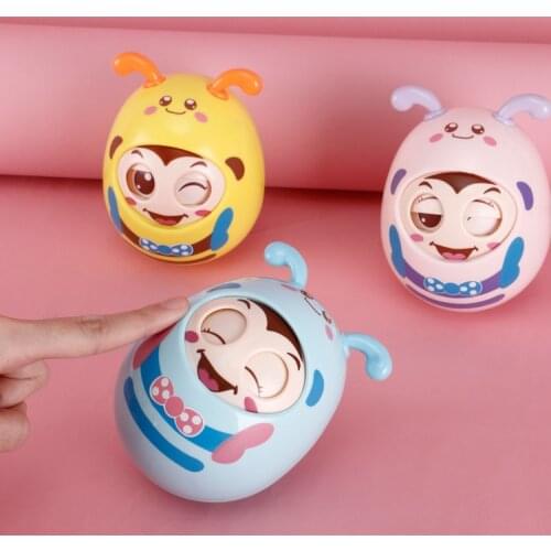 Baby Tumbler Rattles Toys Cartoon Mobile Bee Bell Blink Eyes Tumbler Roly-poly Silicone Ear Teether Toys For Newborns Gift