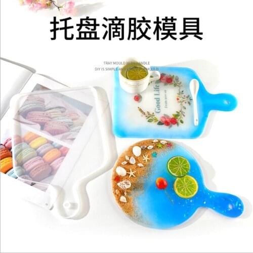 DIY Handmade Handle Tray Mold Crystal Epoxy Resin Mold Compote Coaster Japanese Dinner Plate Silicone Resin Compote Mold