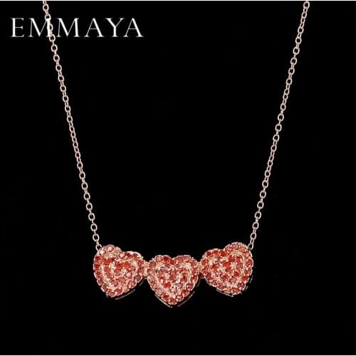 EMMAYA Jewelry Roes Gold Color Womens/Girls Red CZ Chain Necklace Wedding Jewelry Gifts