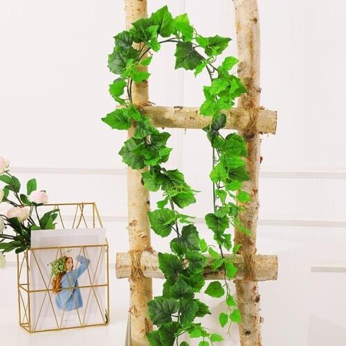 Real touch 180CM Artificial Plants Creeper Greenery leaves Ivy Vine Home Garden Decor Wall Hanging Garland Plastic Silk Flowers