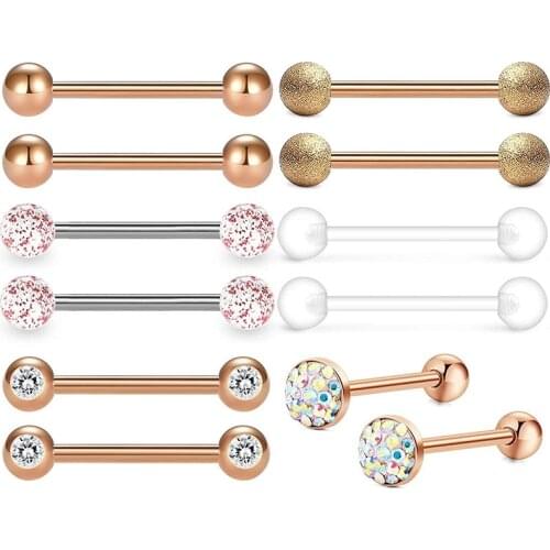 14G Tongue Rings Nipple Ring Surgical Steel Nipplerings Piercings Women 16mm 5/8" Tongue Piercing Jewerly