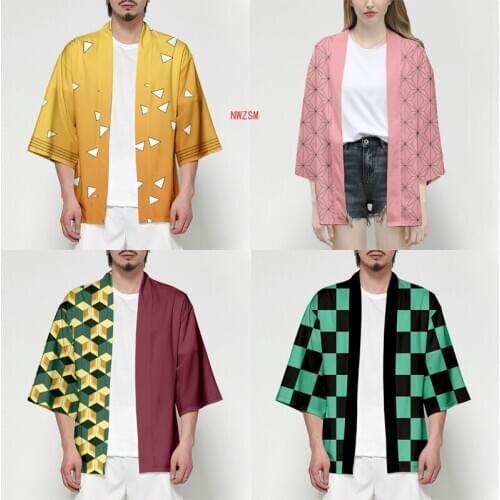 Anime Demon Slayer Kimetsu No Yaiba Tanjiro Kamado Cosplay Costume Men Kimono Plus Size Jackets Halloween Party For Women
