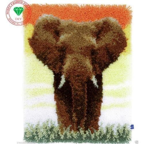 Hot 3D Latch Hook Rug Kits DIY Needlework Unfinished Crocheting Rug Yarn Cushion Mat Embroidery Carpet Elephant Free Shipping