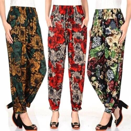Fashion printing High waist Pants Women Casual Loose plus size summer Straight pants Ladies 2021 new Mom Ankle-Length trousers
