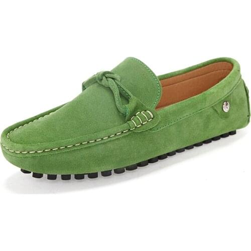 Genuine Leather Casual Party Shoes Men Penny Loafers Luxury Brand Italian Fashion Designer Moccasins For Men Driving Shoes Green