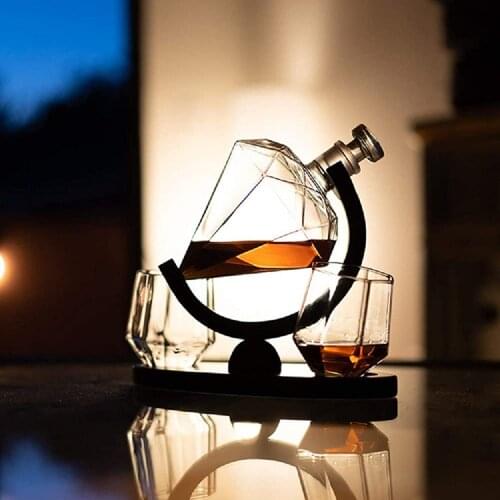 Diamond whiskey bottle and glass four-piece set, gift box packaging, Father’s Day gift for dad, exquisite suit