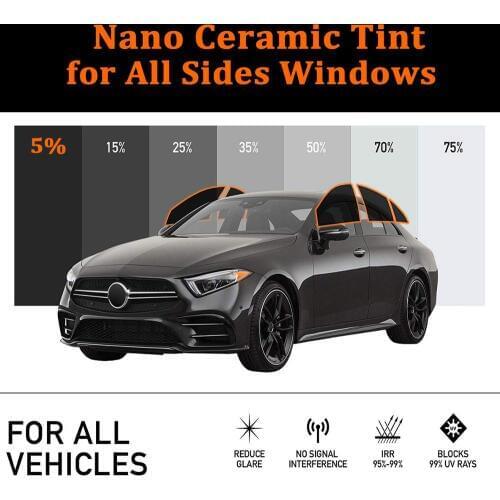 100Feet 5%VLT Nano Ceramic Solar Film Car Sun Shade Window Tint Film Auto Side Window House Commercial Solar Protection Vinyl