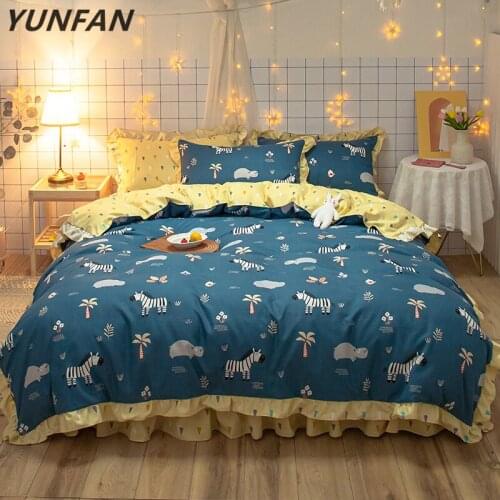 New Korean bedclothes luxury horse duvet cover Romantic Lace Girls Princess quilts Cover queen full single animal Bedding Sets
