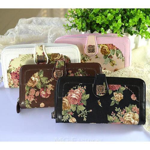 New Arrival Retro flower women long wallet/purse brand QJA purse lady coin wallet women fashion hasp wallet