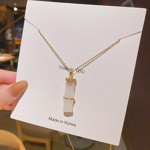 Stainless Steel Simulation Bamboo Joint Pendant Necklace Gold Color Titanium Chain Choker For Women Jewelry Gifts Collares