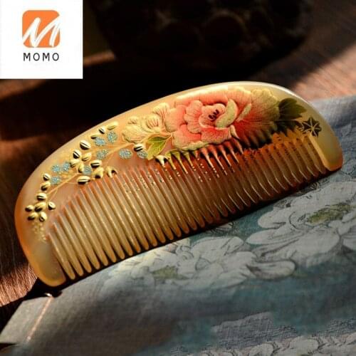 Natural Horn Comb Anti-Static Massage Comb Small Shape Painted Lacquered Comb Fine Teeth Combed