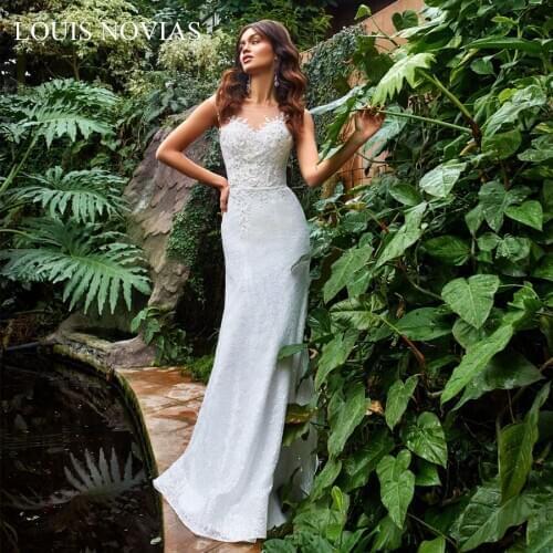 LOUIS NOVIAS 2020 Sexy Mermaid Sweetheart Romantic Wedding Dress Bridal Thin Shawl With Dreamlike Lace Pattern Bridal skirt