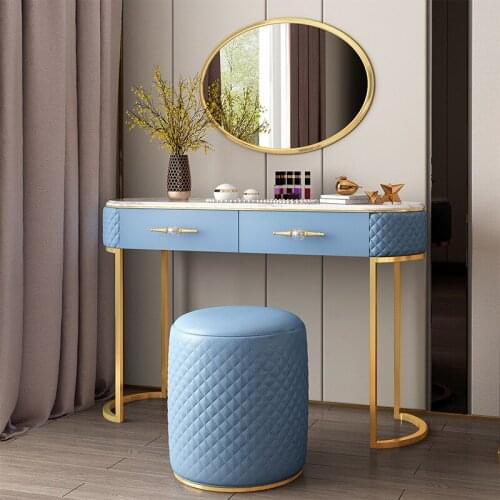 Light Luxury Dressing Table Bedroom Postmodern Simple Dressing Table Stainless Steel Marble Dressing Table Dressers for Bedroom