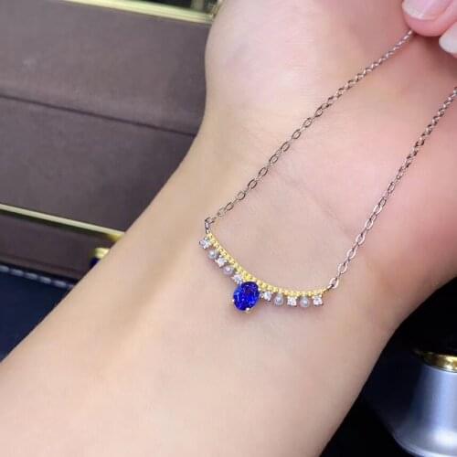 The Best Gift For your mother Natural and Real sapphire necklace pendant Free shipping 925 sterling silver For men women