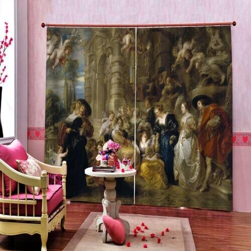 Curtains for living room Europe style angel Fashion 3d curtains Customized size