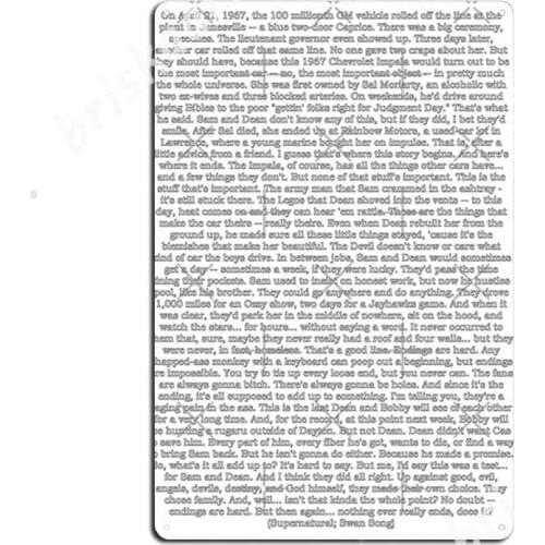 Supernatural | Swan Song Metal Signs Wall Plaque Club Bar Classic Club Party Tin sign Posters