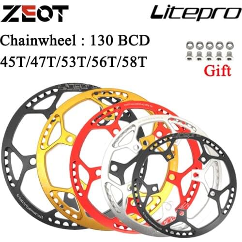 Litepro Ultralight 130 BCD 45T 47T 53T 56T 58T A7075 Alloy BMX Chainring Folding Bicycle MTB Chainwheel Bike Crankset Tooth