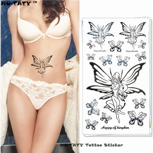 Nu-TATY Butterfly Elf Fairy Temporary Tattoo Body Art Arm Flash Tattoo Stickers 17*10cm Waterproof Fake Painless Tattoo
