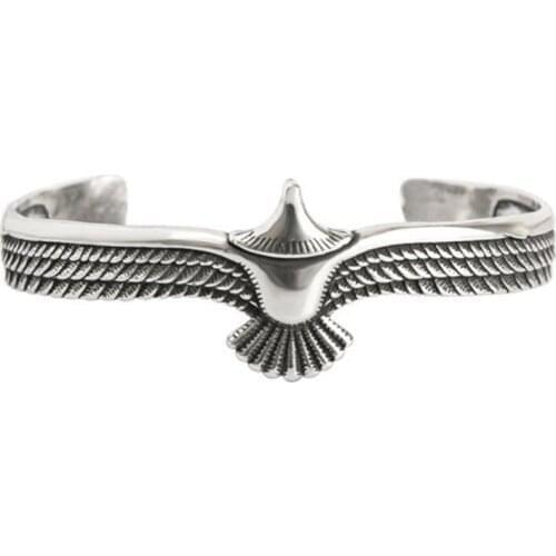 Vintage Eagle Flying Feather Pattern Bangles Bracelet Opening Adjustable Mjolnir Viking Runes Amulet Bangles Norse Mythology