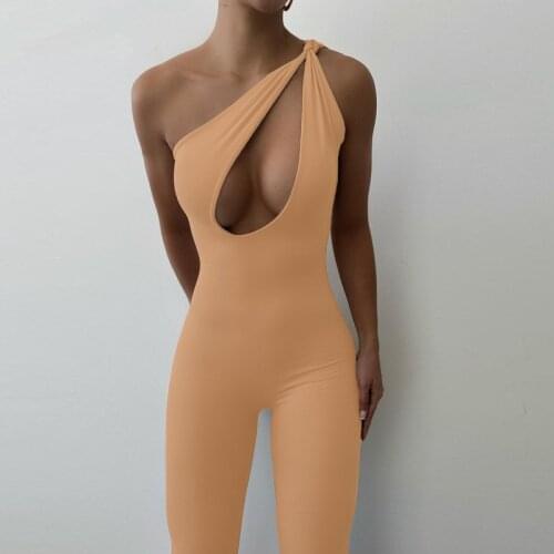 Echoine Off Shoulder One Shoulder Sexy Hollow Out Jumpsuit Summer Sleeveless Skinny Bodycon Sexy Playsuit Fitness Rompers New