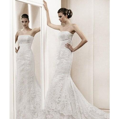 Free shipping strapless mermaid wedding dresses 2016 plus size sexy lace dresses prom long maxi occasion dresses for weddings