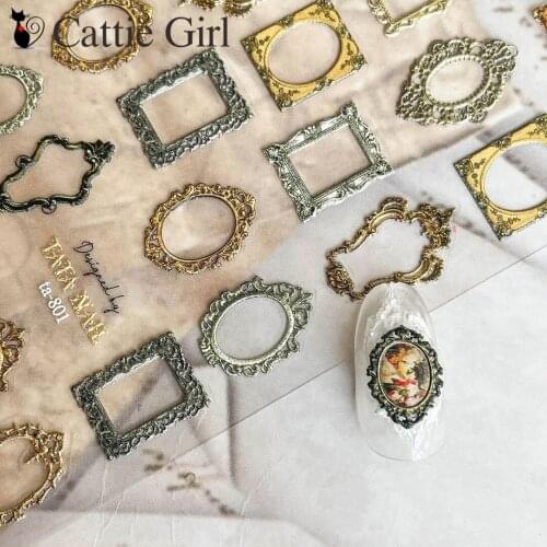 1 Sheet Photo Frame Nail Art 3D Stickers Avatar Nail Decals for Nails Alphabet Manicure 3D Accessories