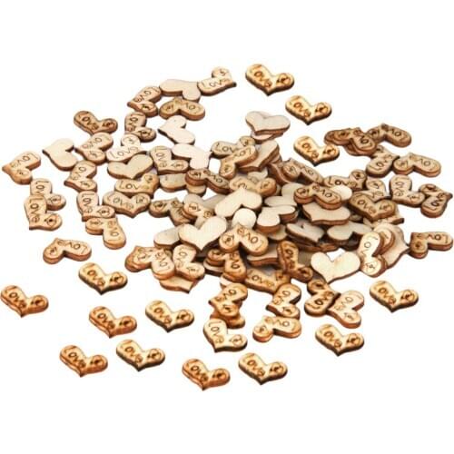 100pc/Lot Wood Wooden Mini Love Heart Cutout Embellishments Cardmaking DIY Craft