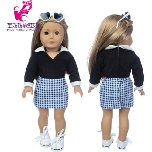18 Inch American OG Girls Doll Clothes Black Blouse Tights Skirt 40cm Baby Doll Summer Shirt Office Suit