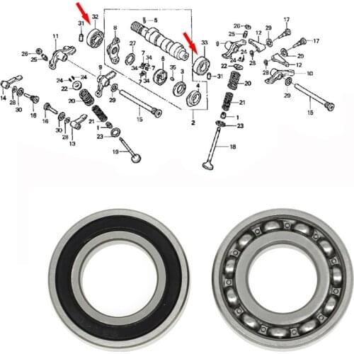 2 Piece Camshaft Bearings For Honda TRX400EX 400EX 400X XR400 Cam Shaft Bearings 91002-MN1-671 91003-KF0-008