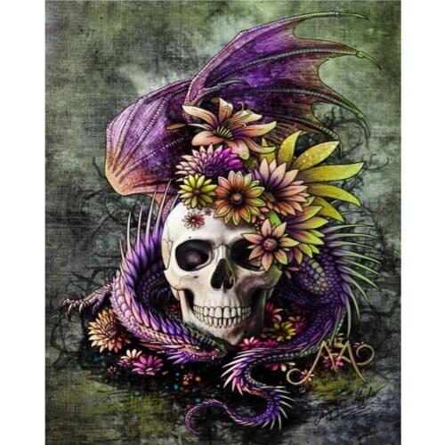 Snake Diamond Embroidery Painting Sugar Skull Mosaic Rhinestones Stickers Wall Decor Puzzle Picture Toy Diamond Dotz Large Size