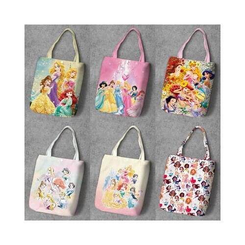 Disney Princess Girl Anime Figures Toy Cartoon Product Cosplay Accessories Customized Shopping Bag Gifts Shoulder Bags Unisex