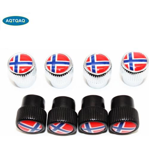 4 Pcs/Set Zinc Alloy Norway National Flag Tire Valve Stem Cap Tire Wheel Stem Air Valve Caps for Auto Cars
